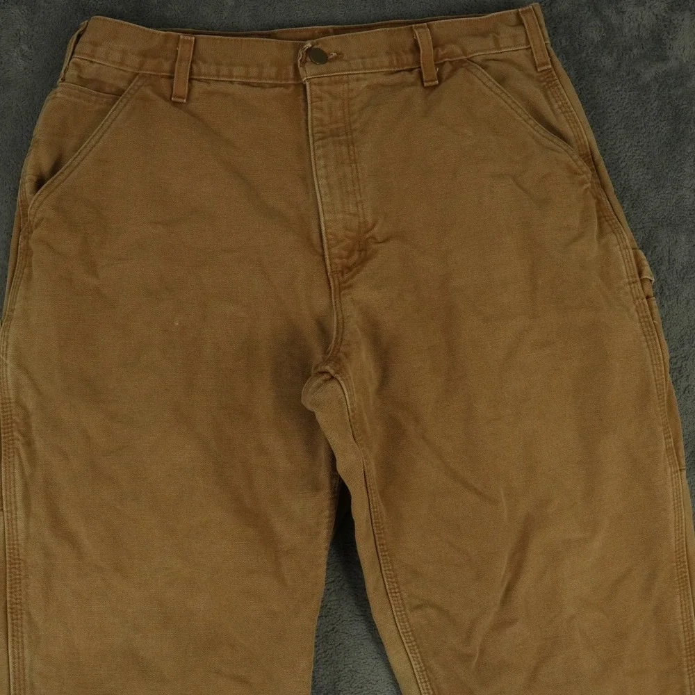 Carhartt B111 Carpenter Pants Men 36x32(34x31) Brown Flannel Lined Duck Canvas